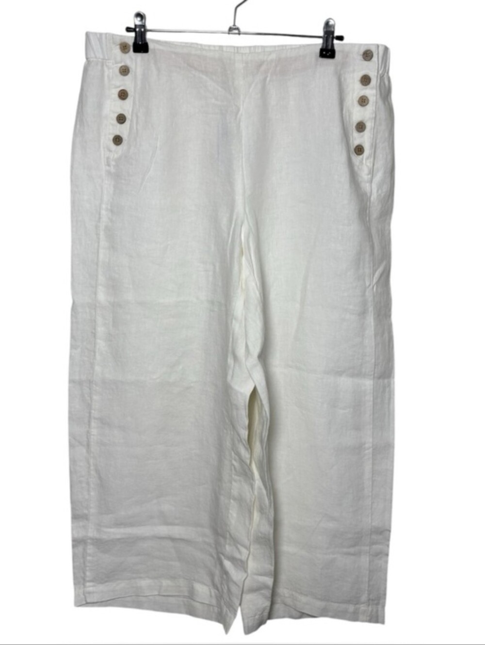 J. Jill Love Linen White Wide Leg Pants Women 1X Pull On Lightweight Cropped NWT